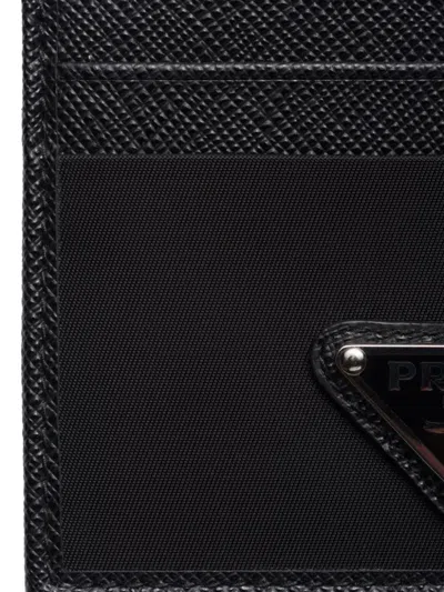 Prada Re-nylon And Saffiano Leather Cards Holder In Black