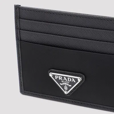 Prada Re-nylon And Saffiano Leather Cards Holder In Black