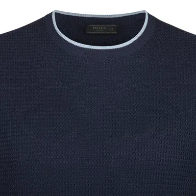 Prada Blue Silk-cotton Sweater In Multi