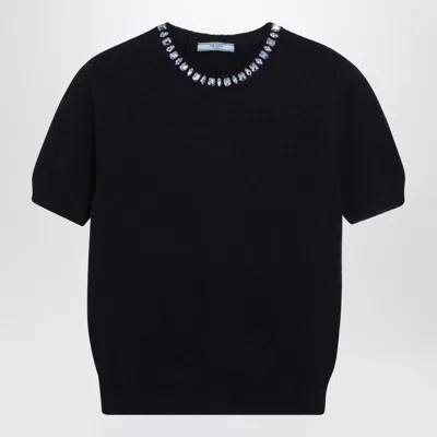 Prada Blue Wool And Cashmere Sweater In Black