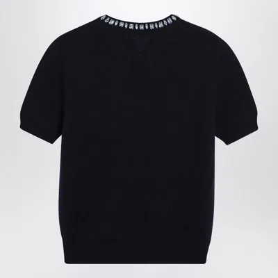 Prada Blue Wool And Cashmere Sweater In Black
