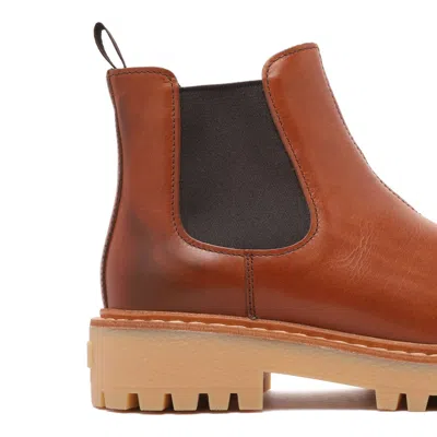 Prada Brown Leather Boots With Elastic Side Panels And Durable Sole In Brown