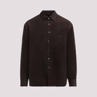 Prada Long Sleeve Corduroy Shirt Chest Pocket In Brown