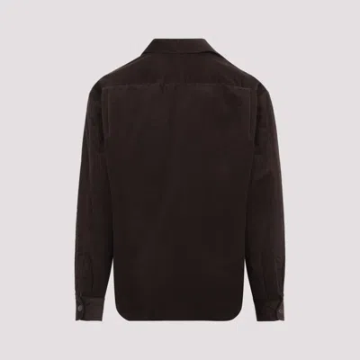 Prada Long Sleeve Corduroy Shirt Chest Pocket In Brown