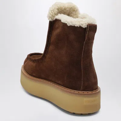 Prada Platform Booties Featuring Shearling Lining In Multi