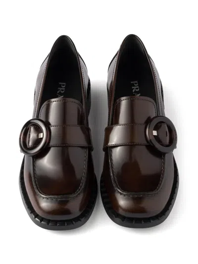 Prada Brushed Fumé Leather Loafers
