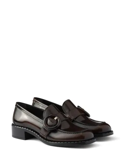 Prada Brushed Fumé Leather Loafers