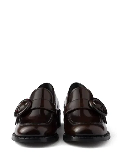 Prada Brushed Fumé Leather Loafers