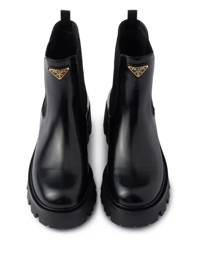 Prada Brushed Leather Booties