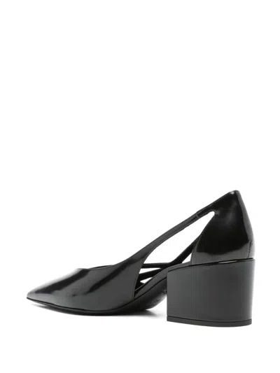 Prada Brushed Leather Cut-out Pumps Shoes In Black