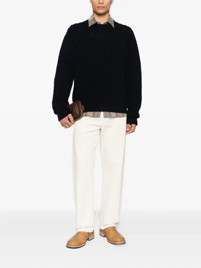 Prada Cable-knit Wool Sweater Clothing In Black