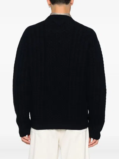 Prada Cable-knit Wool Sweater Clothing In Black