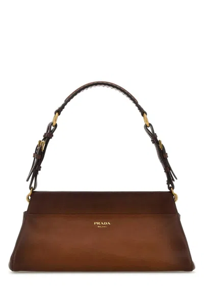 Prada Brandy Calf Leather Bag In Brown