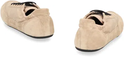 Prada Women Ivory Re-nylon And Suede Collapse Sneakers In Neutral