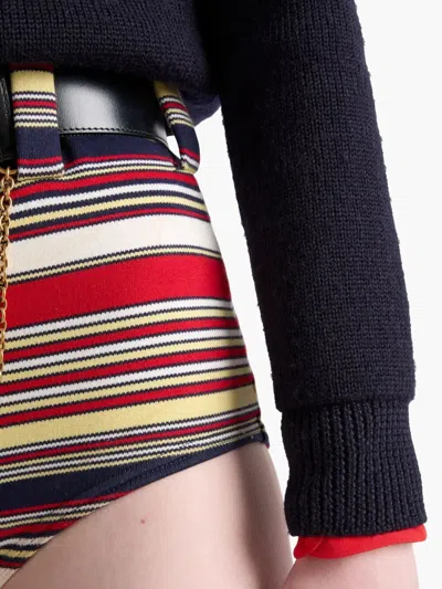 Prada Cotton Boat Neck Sweater In Blue