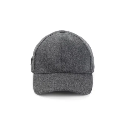 Prada Curved Brim Panelled Design Hat Accessory In Gray