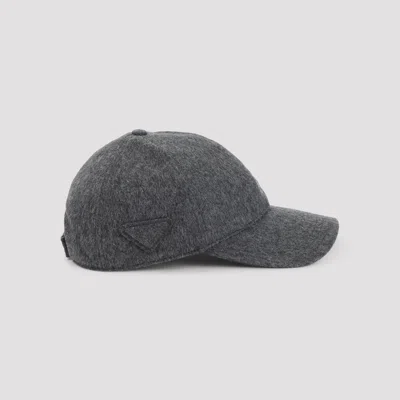 Prada Curved Brim Panelled Design Hat Accessory In Gray