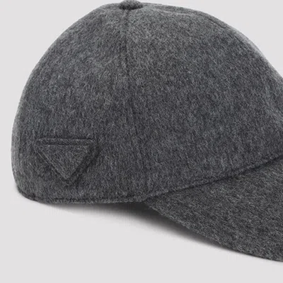 Prada Curved Brim Panelled Design Hat Accessory In Gray