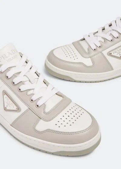 Prada Two-tone Leather Downtown Sneakers In Neutral