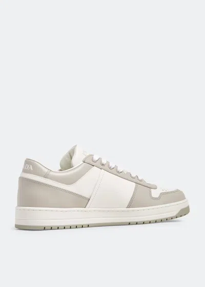 Prada Two-tone Leather Downtown Sneakers In Neutral