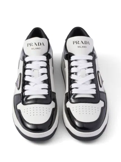 Prada Urban Leather Sneakers Featuring Contrast Panels In Black
