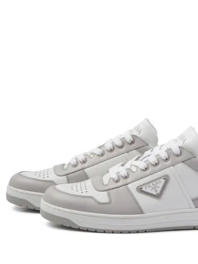 Prada Two-tone Leather Downtown Sneakers In Neutral