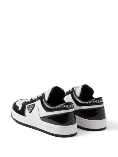 Prada Urban Leather Sneakers Featuring Contrast Panels In Black