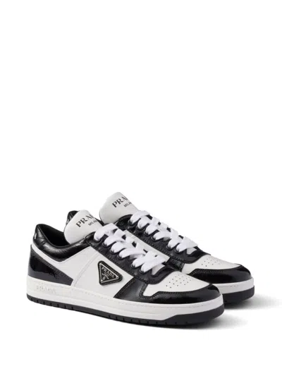Prada Urban Leather Sneakers Featuring Contrast Panels In Black