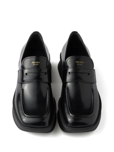 Prada Equal Brushed Leather Loafers