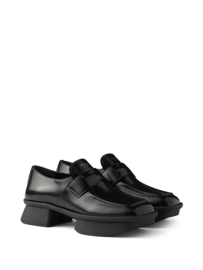 Prada Equal Brushed Leather Loafers