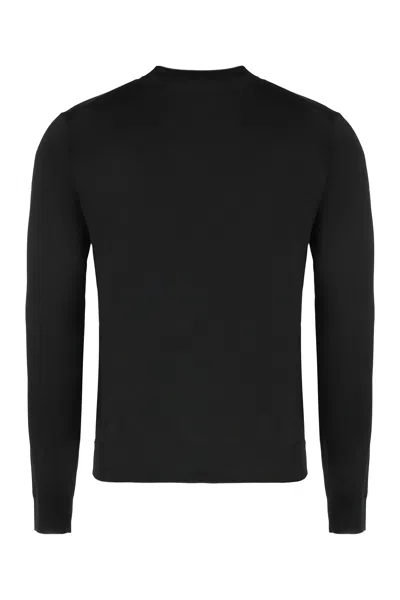 Prada Fine Knit Crew-neck Sweater In Black