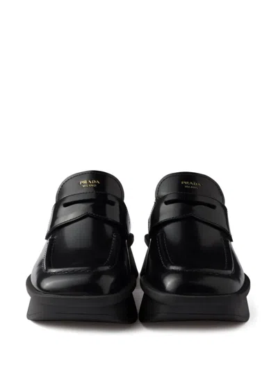Prada Equal Brushed Leather Loafers