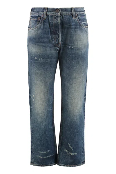 Prada Five Pocket Jeans In Washed Denim In Blue