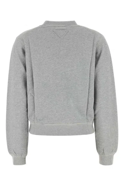 Prada Grey Cotton Sweatshirt In Gray