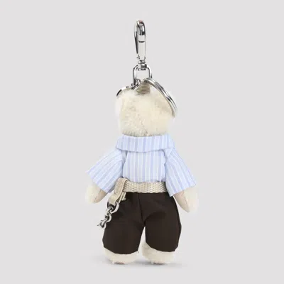 Prada Teddy Keychain Pendant With Metal Ring In Multi