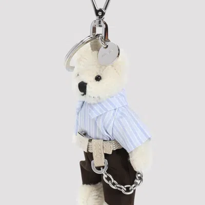 Prada Teddy Keychain Pendant With Metal Ring In Multi
