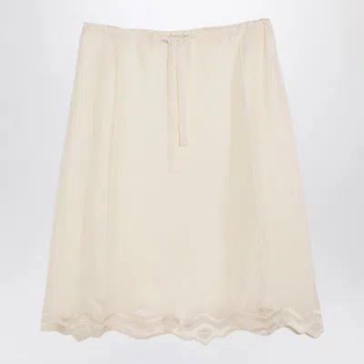 Prada Ivory Silk Skirt In Neutral