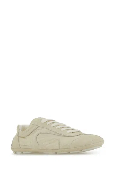 Prada Ivory Suede And Re-nylon Montecarlo Re-edition 2005 Sneakers In Neutral