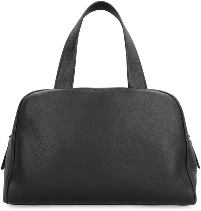 Prada Large Leather Boston Bag In Black