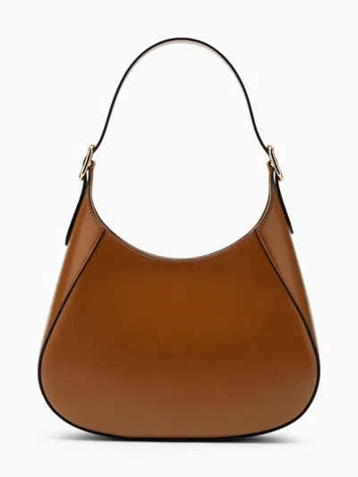 Prada Leather Shoulder Hobo Bag In Brown