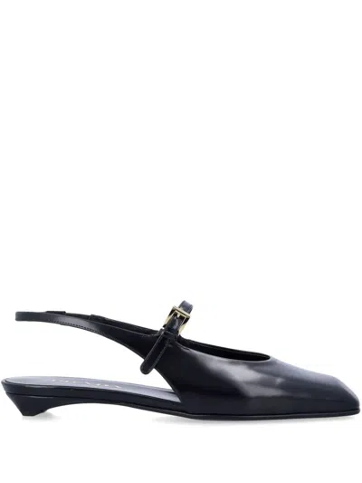 Prada Leather Slingback Ballerinas In Blue
