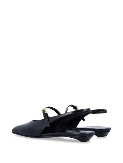 Prada Leather Slingback Ballerinas In Blue