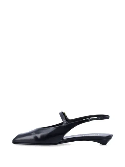 Prada Leather Slingback Ballerinas In Blue