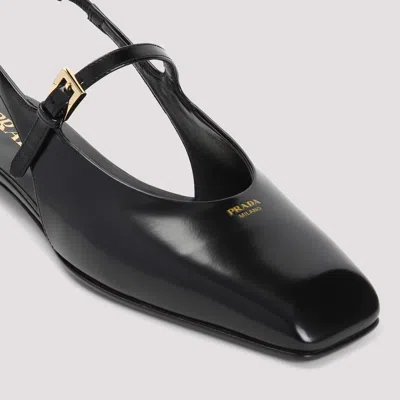 Prada Leather Slingback Ballerinas In Blue