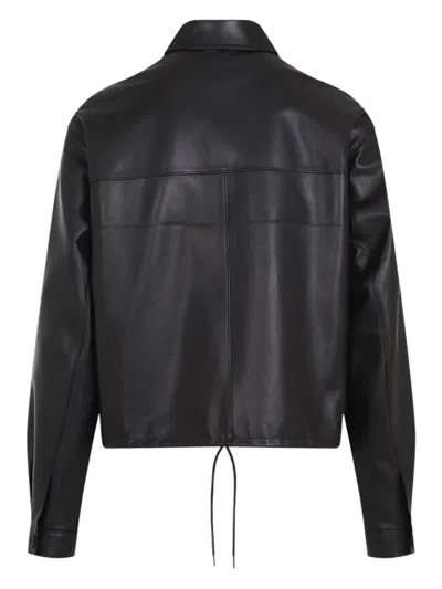 Prada Leather Zipper Jacket Clothing In Black