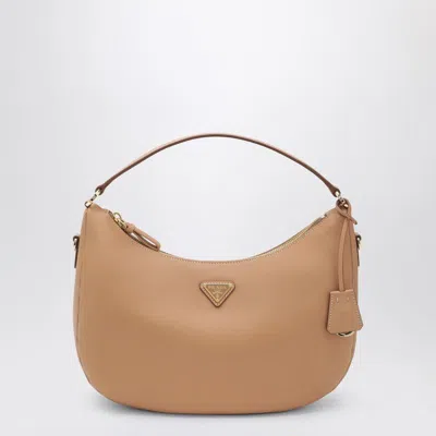 Prada Light Brown Leather Shoulder Bag In Neutral