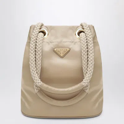 Prada Mariner Small Bucket Bag In Camel Renylon In Neutral