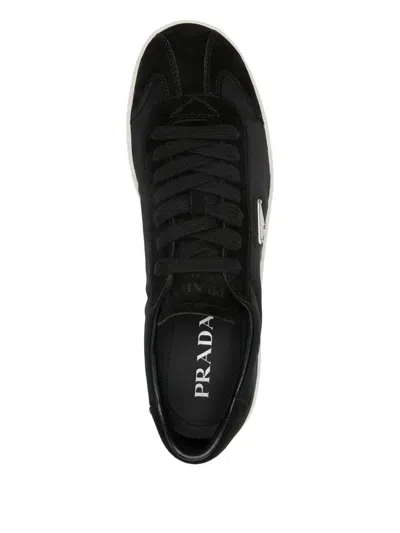 Prada Midnight Blue Re-nylon And Suede Sneakers