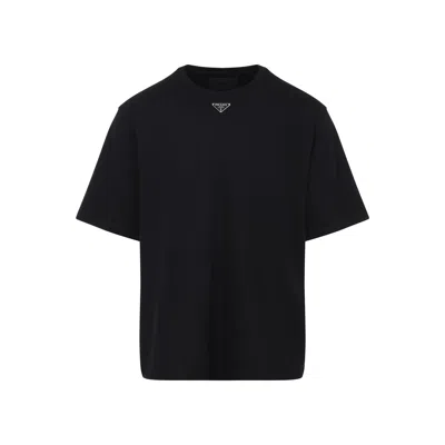 Prada Triangle Logo Oversized T-shirt In Black