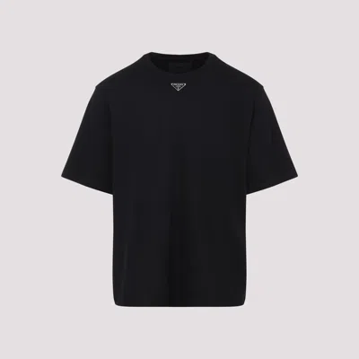 Prada Triangle Logo Oversized T-shirt In Black